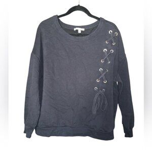 Express One Eleven Black Lace Through‎ Tie Sweatshirt Size Medium